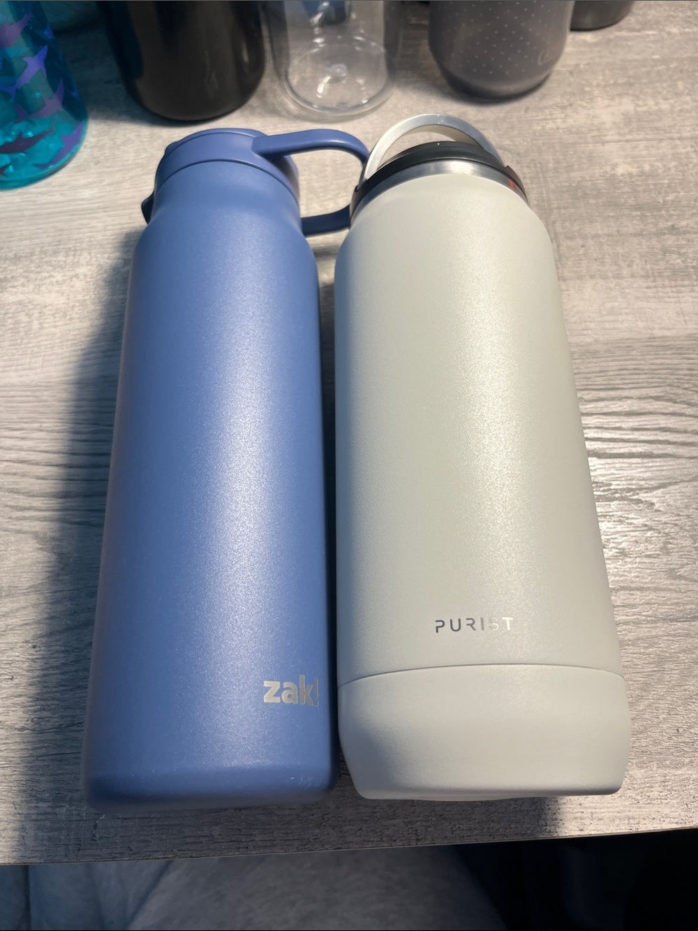 Zaki Blue & Purist Light Gray Insulated Bottles - Dual Beverage Set